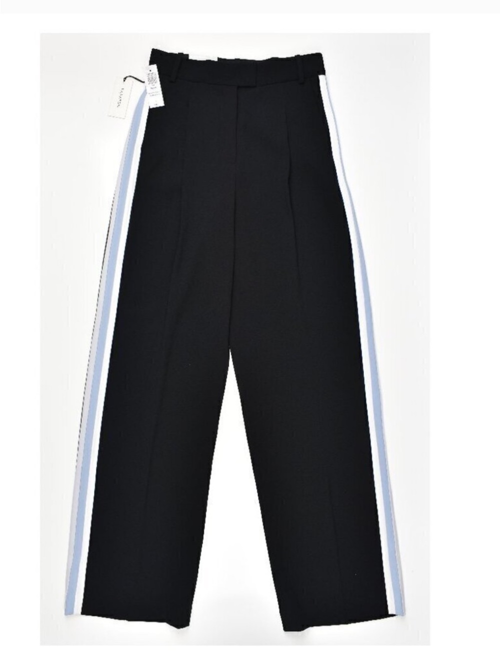 ARITZIA BABATON WMNS WIDE LEG BLACK TROUSERS WITH BLUE/white STRIPE TRACK PANTS